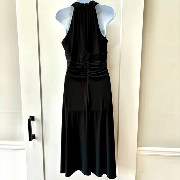 Jessica Howard formal evening black‎ halter midi dress embellished waist size 8 - Picture 5 of 11
